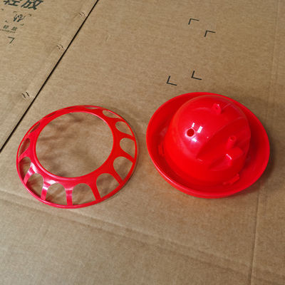 Red Cylindrical Poultry Drinker / Plastic Water Feeder Anti Drip Constant Water Supply For Poultry