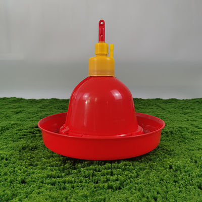 Red Plastic Poultry Drinker Easy Installation Anti Drip Water Supply Cylindrical Shape