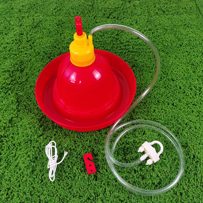 Red Plastic Poultry Drinker Easy Installation Anti Drip Water Supply Cylindrical Shape