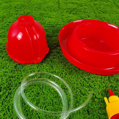 Long Lasting Red Plastic Plastic Water Feeder Cone Shape Anti Drip Design Various Poultry Types