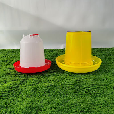 Durable Plastic Poultry Feed Bucket Red And Yellow Storage Solution
