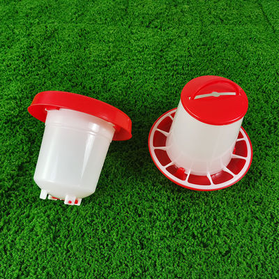 Modern Cylinder Red White Automatic Chicken Feeder Dispenser For Chickens