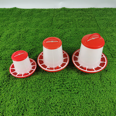Modern Red And White Cylinder Poultry Feeder 3.5L Capacity Waterproof And Easy To Clean