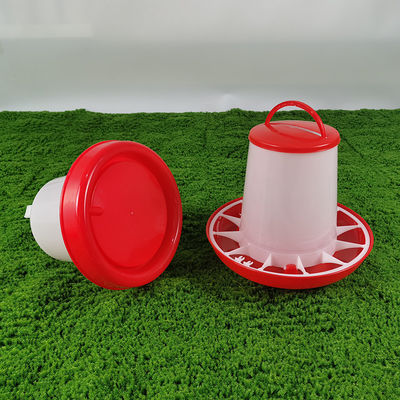 Modern Cylinder Poultry Feeder Red / White 6L Capacity for Chickens Ducks and More