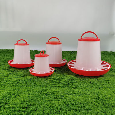 Durable Red And White Plastic Automatic Chicken Feeder Poultry Feeder Suitable For Various Birds