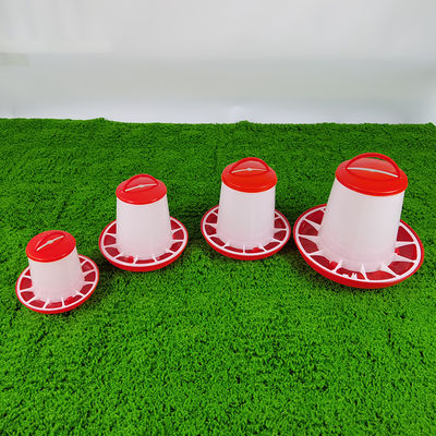 Durable Red And White Plastic Automatic Chicken Feeder Poultry Feeder Suitable For Various Birds
