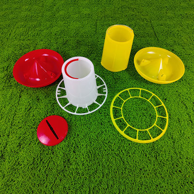 Durable Red And White Plastic Automatic Chicken Feeder Poultry Feeder Suitable For Various Birds