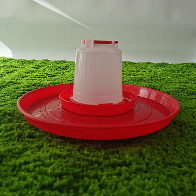Circular Red Poultry Feeding Tray Long Life span Breeding Tools for Farms/ Retail