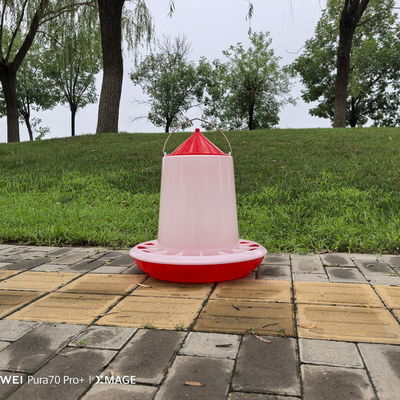 Automatic Plastic Chicken Feeder Capacity 12L Red With Lid